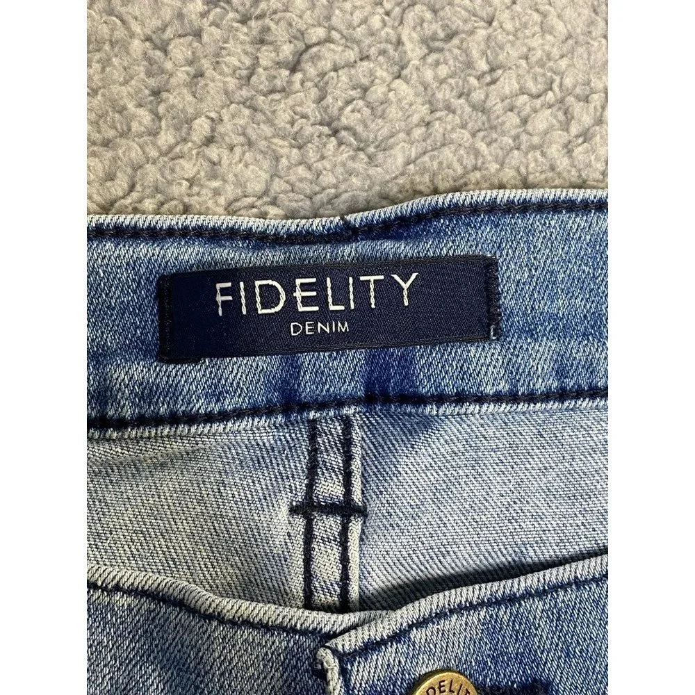 Fidelity Mens Torino Classic Straight Jeans Blue Stretch Light Wash Denim 34 New